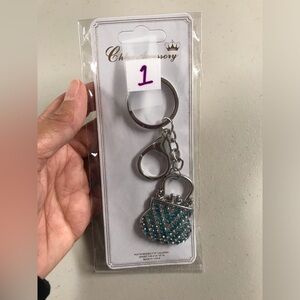 Handbag Silver and Blue Keychain